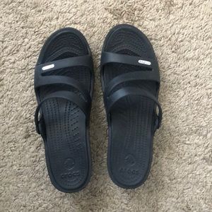 Black CROC Casual Sandals